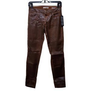 Brown Textured Women Jeans